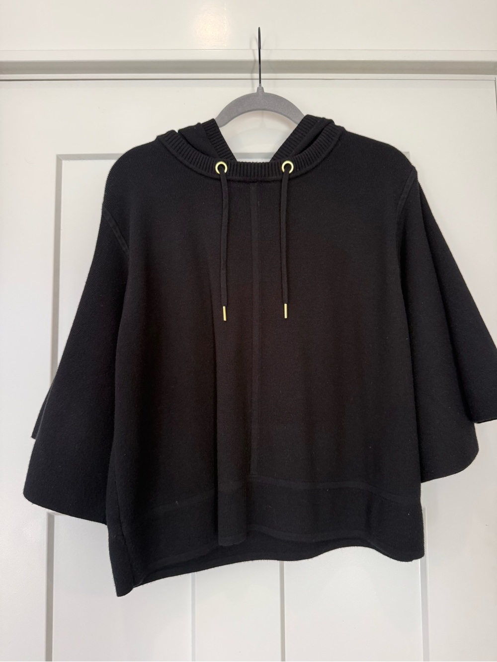 Anthropologie Maeve Black Hooded Poncho Sweater Size M